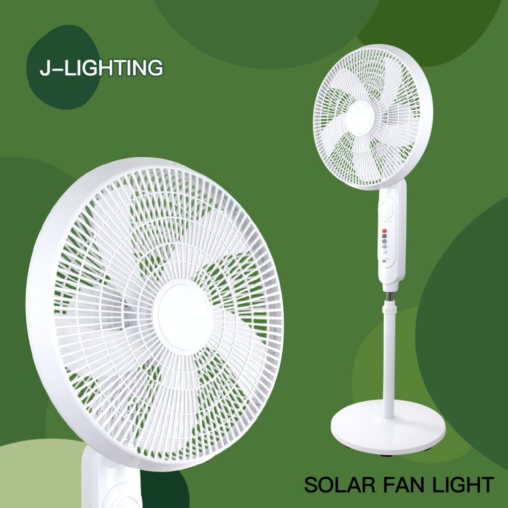 Oscillating White Floor Fan with Solar Charging | 12/14/16 Inch | 8000mAh Iron Base
