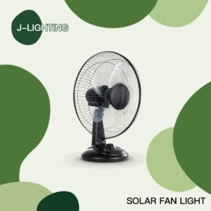 Black Solar Floor Fan with 2 Emergency Lights | 12/14/16 Inch | 8000mAh & 9V Solar