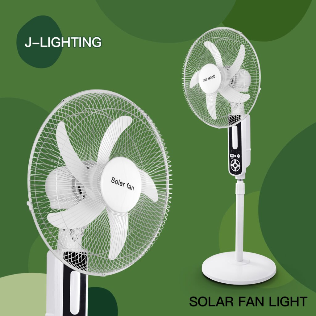 White Solar Fan with Phone Charging | 12/14/16 Inch | 8000mAh & 9V 6W Panel