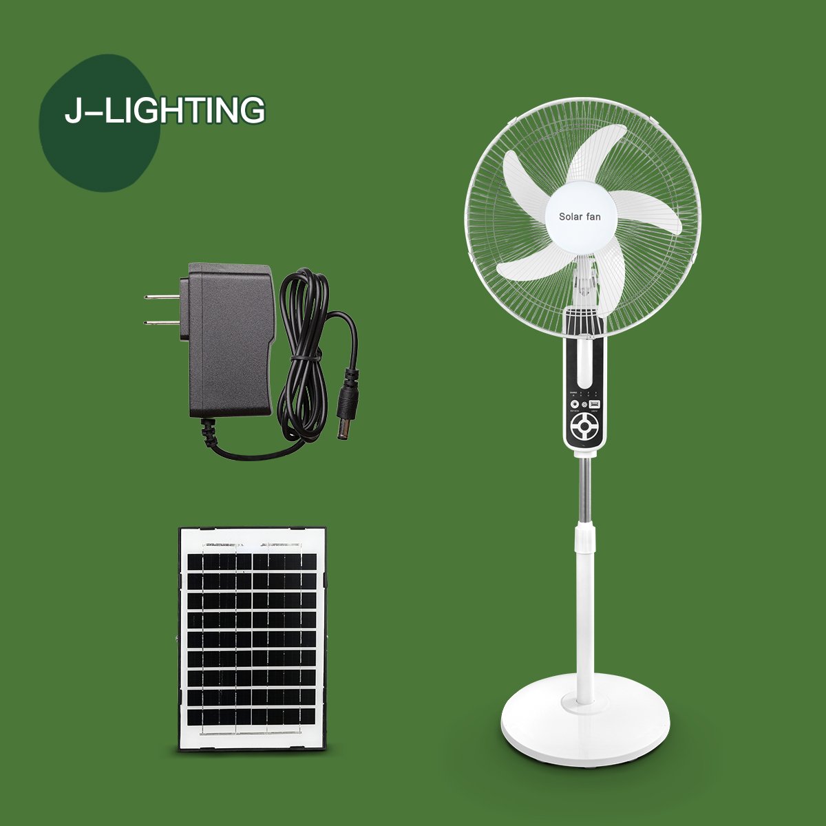 White Solar Fan with Phone Charging | 12/14/16 Inch | 8000mAh & 9V 6W Panel - 图片 5
