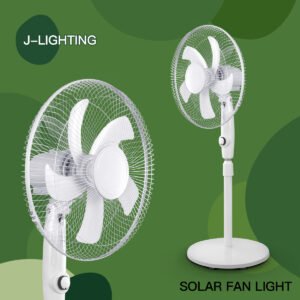 White Solar Floor Fan 12/14/16 Inch | 8000mAh Battery & 9V 6W Panel | 3-Speed